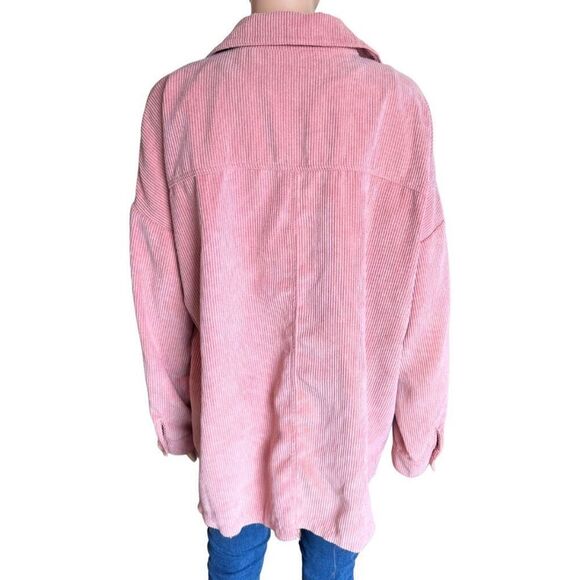 Forever 21 Pink Corduroy Button Front Shacket Jacket Medium - Picture 5 of 6